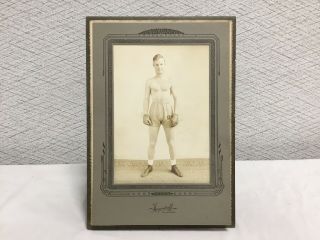 Cabinet Card Photo Young Man In Boxing Gear Louis Hagendorff Photo Circa 1920