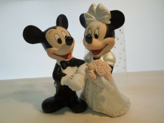 Disney Mickey 7 Minnie Mouse Ceramic Bride & Groom Figurine 5 " Tall
