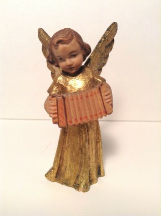 Small Anri Gold Angel Figure With Concertina 1950 