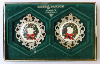 Vintage Nos 1978 Reed & Barton Sterling Silver Enamel Christmas Tree Ornaments