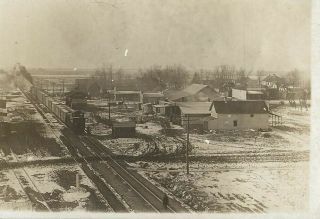 Real Photo Postcard Birdseye View,  Depot,  Train.  Strawn Illinois - 1911
