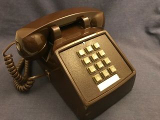 Vintage 1990 Brown Desk Table Top Phone Telephone Push Button Handheld Rare