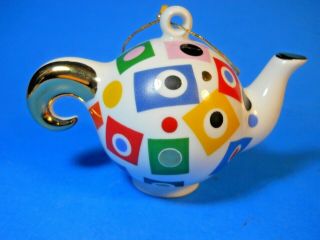 Villeroy And Boch Porcelain Teapot Coffeepot Christmas Ornament 4.  5 " Long,  Gold