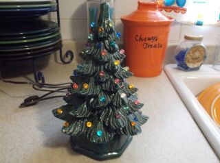 Vintage Ceramic Christmas Tree 10 Inches Tall - Wiring