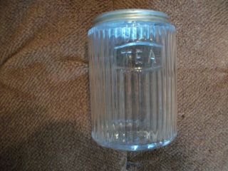 Vintage Round Ribbed Hoosier - Sellers Cabinet Tea Canister Jar With Lid