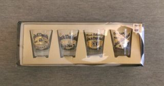 Vintage Jack Daniels Old No.  7 Shot Glasses - Set Of 4 - 1.  5 Oz