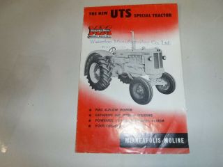Minneapolis Moline Uts Special Tractors Color Sales Brochure