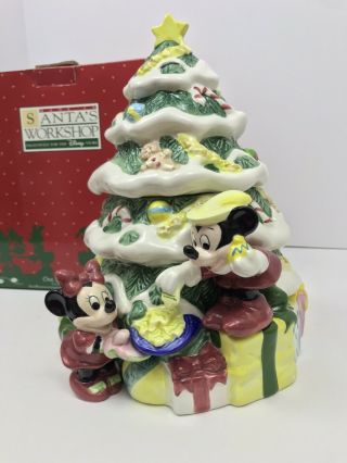 Disney Holiday Christmas Tree Cookie Jar Santa 