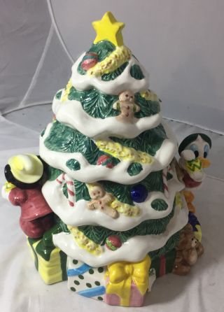 Disney Holiday Christmas Tree Cookie Jar Santa 