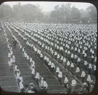 Lantern Slide: 10,  000 School Boys Exercise In Central Park Nyc,  Sport Practice?
