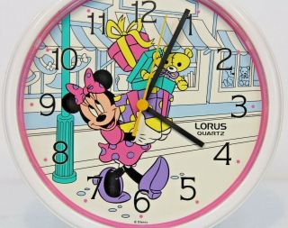 Minnie Mouse Wall Clock Lorus Quartz Walt Disney Girls Bedroom Decor Time Office