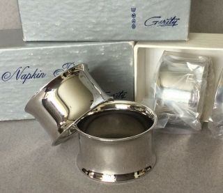 (4) Vintage Gerity Silver Plate Napkin Rings Holders W/box 9130