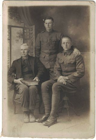 Ww1 Photo Postcard Rppc Of Young U.  S.  Military Boys In Uniform - Named Cousins