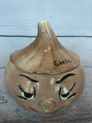Vintage Anthropomorphic Garlic Head Condiment Jar G106