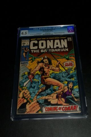 Conan The Barbarian 1 Cgc Certified 4.  5 Very Good Plus - Origin & 1st Appearance