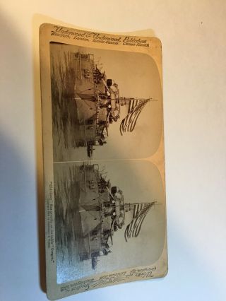 Stereo Viewcard - “old Glory” Flies Proudly On The Noble “oregon”