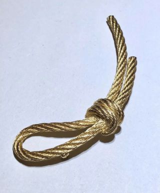 Vintage Christian Dior Runway Rope Knot Gold Plated Big Brooch Pin