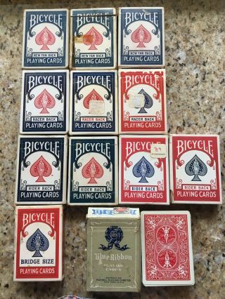 12 Decks Vintage Bicycle Playing Cards Rider Back Racer Back Bridge Size Fan