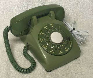 Vintage 1960s Western Electric C/d 500 4 - 65 Green Avocado Rotary Desk Telephone