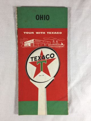 Vintage 1950’s Texaco Road Map Ohio Gas Oil Service Station Filling