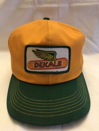 Vintage Dekalb Corn Embroidered Patch Front Snapback Hat K Products Made In Usa