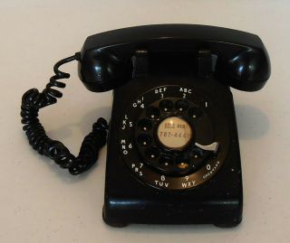 Vintage 1956 Black Western Electric Desk Top Rotary Dial Telephone