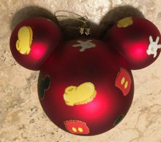 Disney Parks Red Mickey Ears Glass Ball Christmas Ornament Body Parts