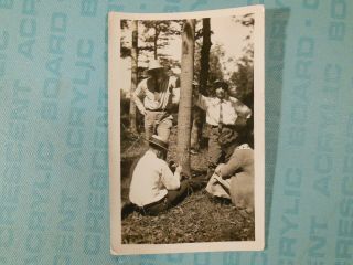 Foursome,  Carving An Inscription On A Tree,  C1920 Glossy B&w Photo