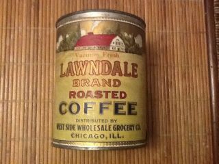 Vintage 1lbs Lawndale Brand Paper Label Coffee Can Chicago Ill (no Lid)