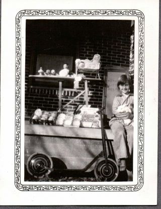Vintage Photograph Christmas Rabbit Girls Toys Dolls Push Scooter Texas Photo