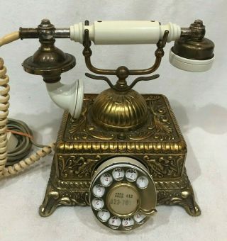 Vintage United States Telephone Company Model L - 2122 Rotary Phone Brass
