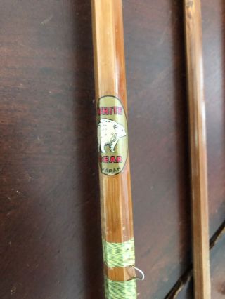 Vintage White Bear Bamboo Fly Rod 8’ Foot With 3 Tips And Case 3