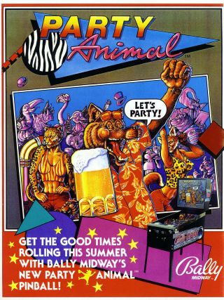 Party Animal Pinball Cpu Rom Eprom Chip Set