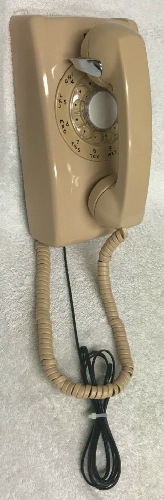 Vintage 1960s Western Electric A/b 554 2 - 60 Light Brown Rotary Dial Wall Phone
