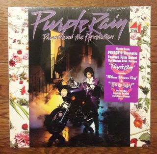 Prince Purple Rain Lp 1st Warner 1984 Lyric Inner Poster Shrink & Hype Sticker