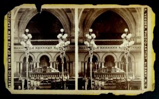 Albany York State Capitol Interior Real Photo Stereoview Card By Veeder