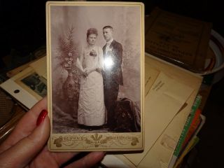 Early Chicago Cabinet Card Photo By Stevens Art Studio Wedding Bride And Groom