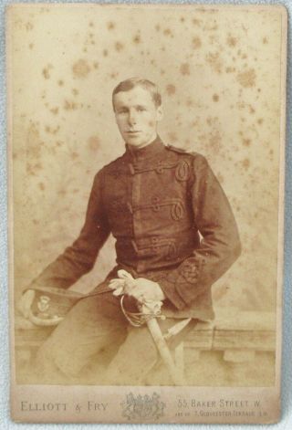 Cabinet Card Soldier Infantry India Elliott Fry Antique Victorian Photo Military