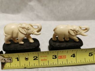 Two Small Vintage Old Antique Hand Carved Japanese /chinese Elephant