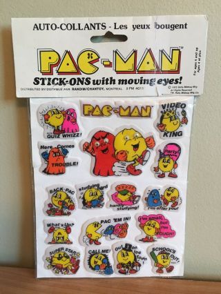 Vintage Pac Man Stickers Googly Eyes 1980