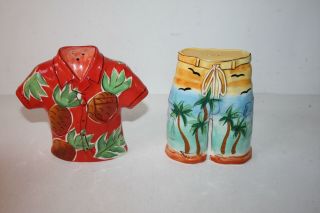 Hawaiian Salt & Pepper Shakers Clay Art Hawaiian Shirt And Pants