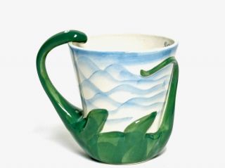 Loch Ness Monster “nessie” Green Handle Scotland Souvenir Mug Gold Fish Inside