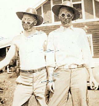 1937 Odd Gents In Funky Sunglasses Unusual Pop Art