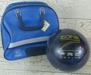 Brunswick Zone Pro Active Bowling Ball 15 Pound Blue Drilled Vintage Bag Usa