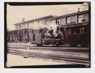 Switzerland Unlocated Railway Station Train Platform Vintage Photograph Late 19c