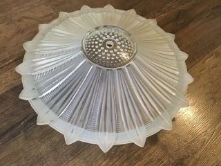 Nos Vintage Mid Century Modern Pointed Frosted Glass Ceiling Light Shade 12 1/2”