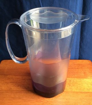 Tupperware Sheerly Elegant 2 Qt Pitcher Clear Acrylic Purple Weighted Bottom