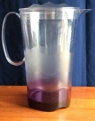 Tupperware Sheerly Elegant 2 Qt Pitcher Clear Acrylic Purple Weighted Bottom 2