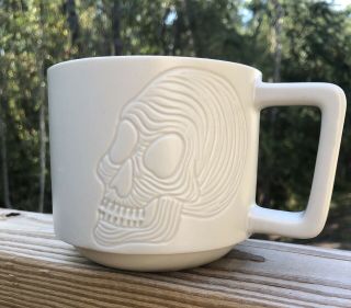 Halloween 2019 12oz Starbucks White Skull Coffee Mug With Sku Rare Htf