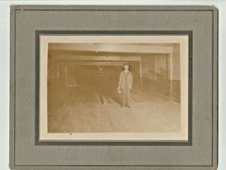 " Man In Three Lane Bowling Alley ",  Holding The Ball "